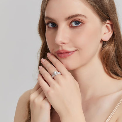 KERXI  Total 2.8ct 1.5CT Center Moissanite Stackable Engagement Rings