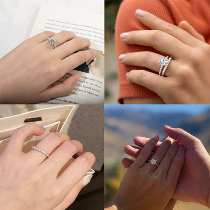 KERXI  Total 2.8ct 1.5CT Center Moissanite Stackable Engagement Rings