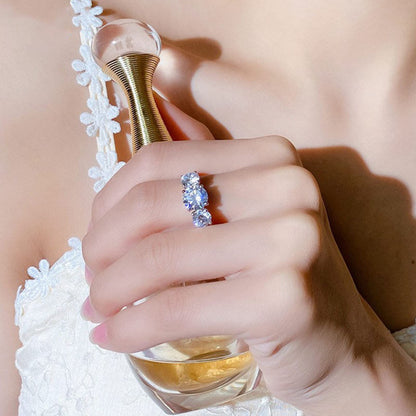 KERXI 2-4CT Moissanite Engagement Ring, 3-stone