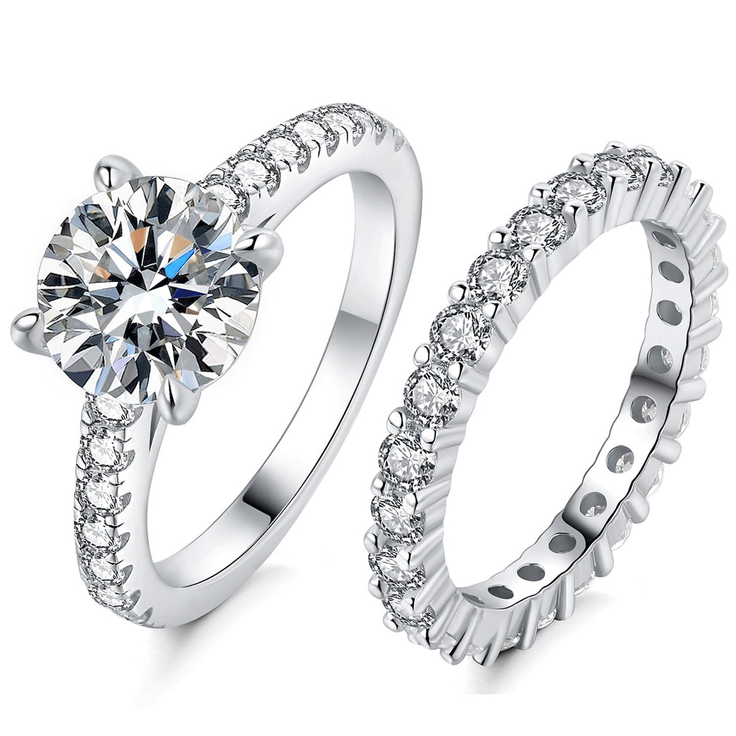 KERXI  Total 2.8ct 1.5CT Center Moissanite Stackable Engagement Rings