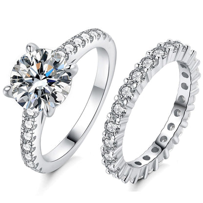 KERXI  Total 2.8ct 1.5CT Center Moissanite Stackable Engagement Rings