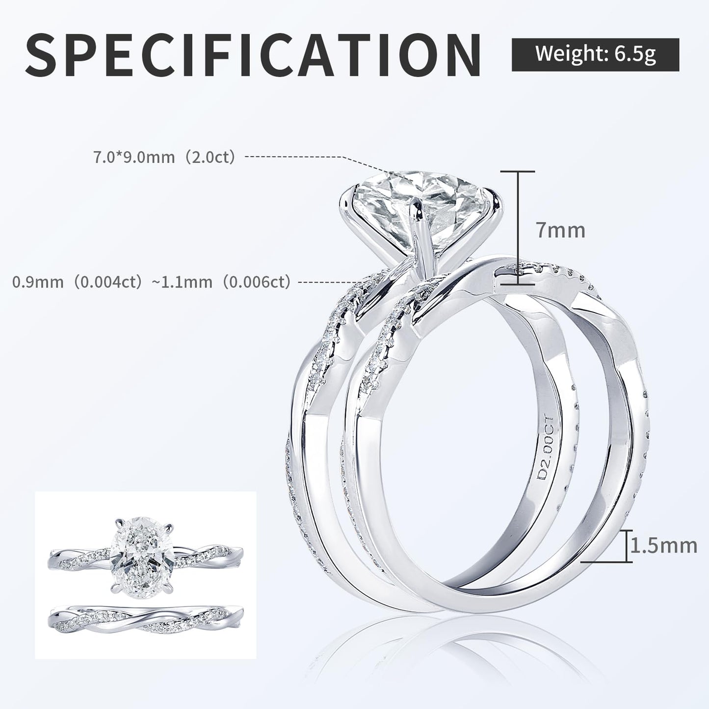 KERXI 2ct Moissanite Engagement Rings