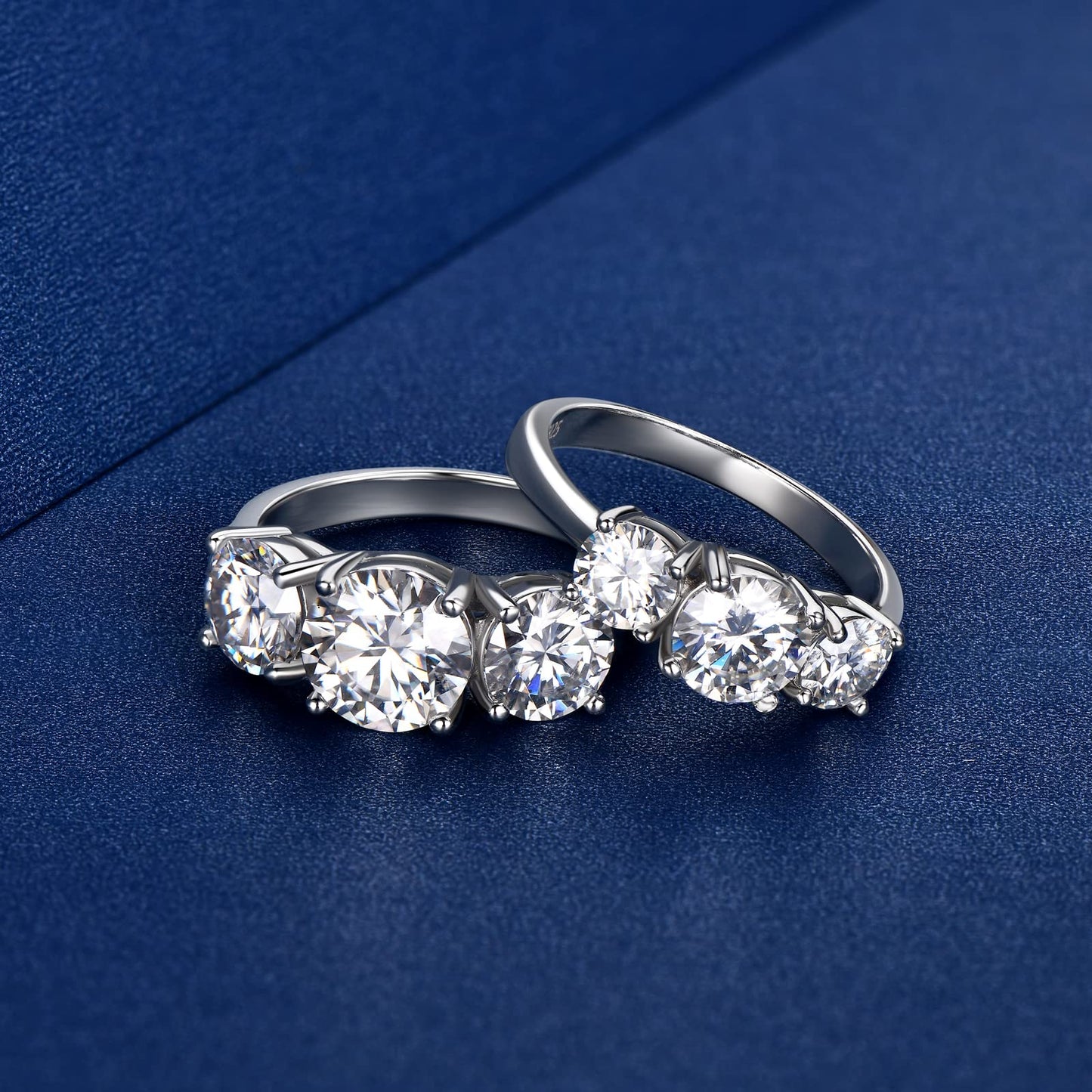 KERXI 2-4CT Moissanite Engagement Ring, 3-stone