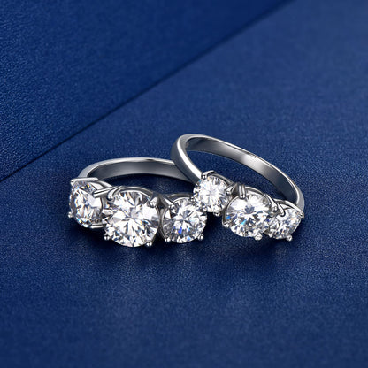 KERXI 2-4CT Moissanite Engagement Ring, 3-stone