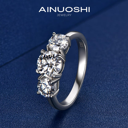 KERXI 2-4CT Moissanite Engagement Ring, 3-stone